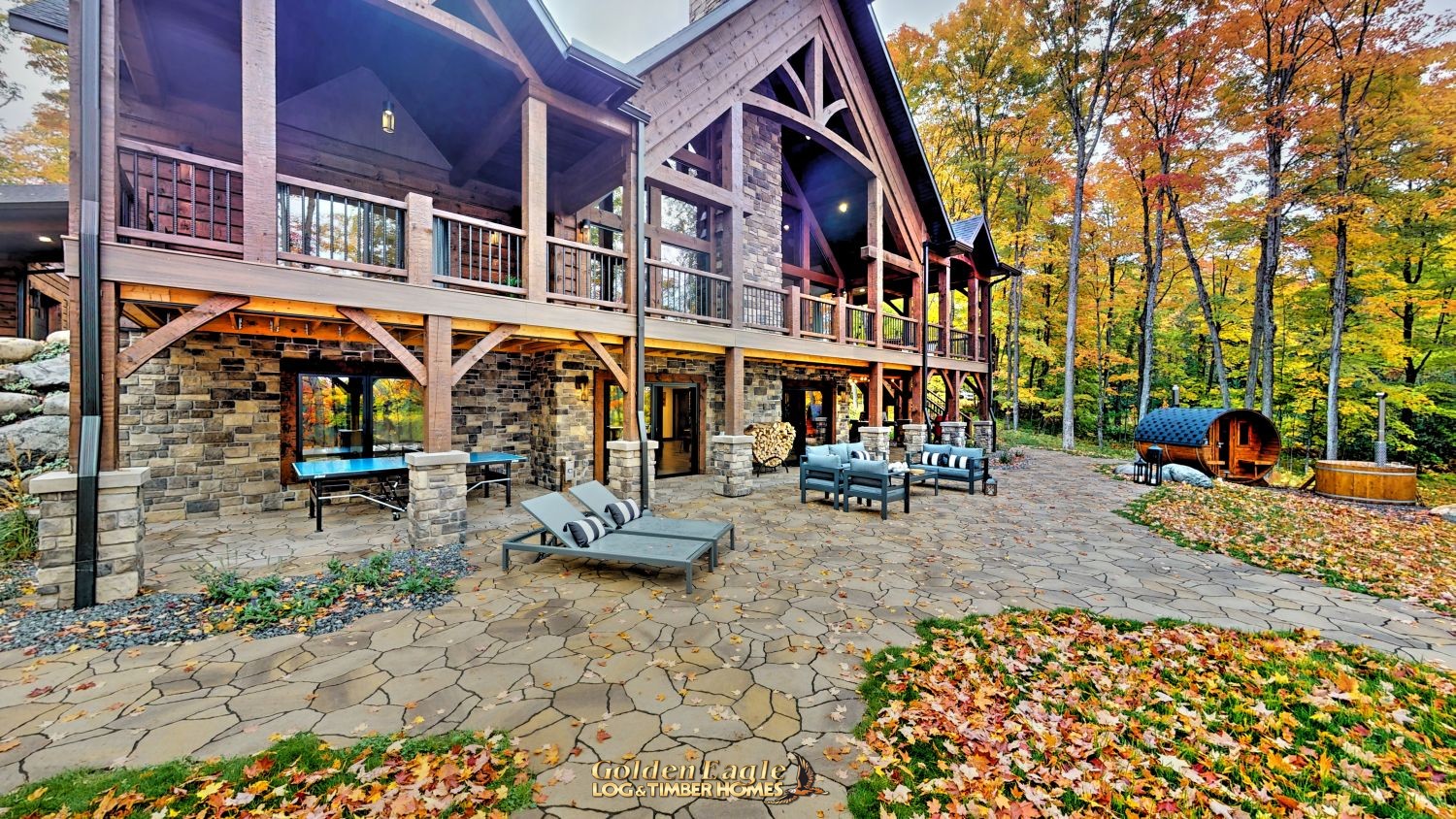 Exterior View: Lakeside Vacation Timber Home